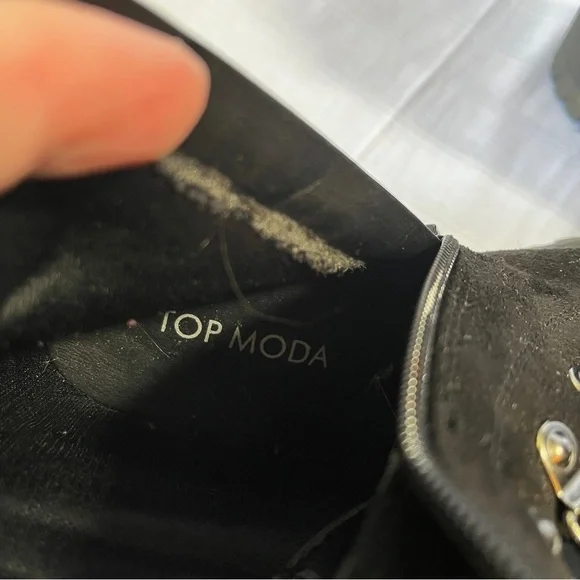 Top Moda Black Combat Style Chunky Heel Lace-Up Ankle Boots Faux Fur Women's 6.5 - Picture 8 of 11